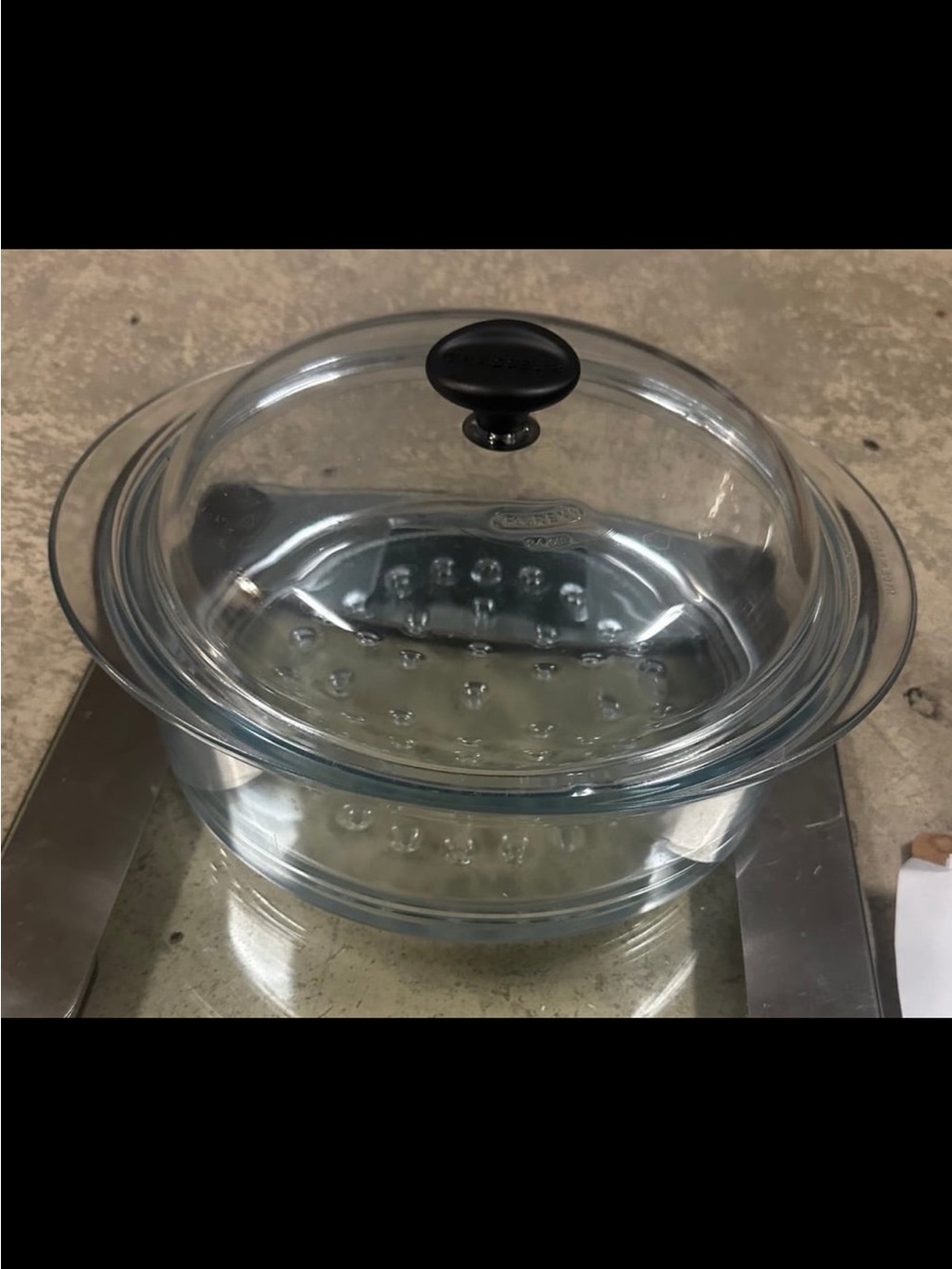 Pyrex Glass Steamer Cooker Insert with Lid Microwave & Stove Safe Cookware